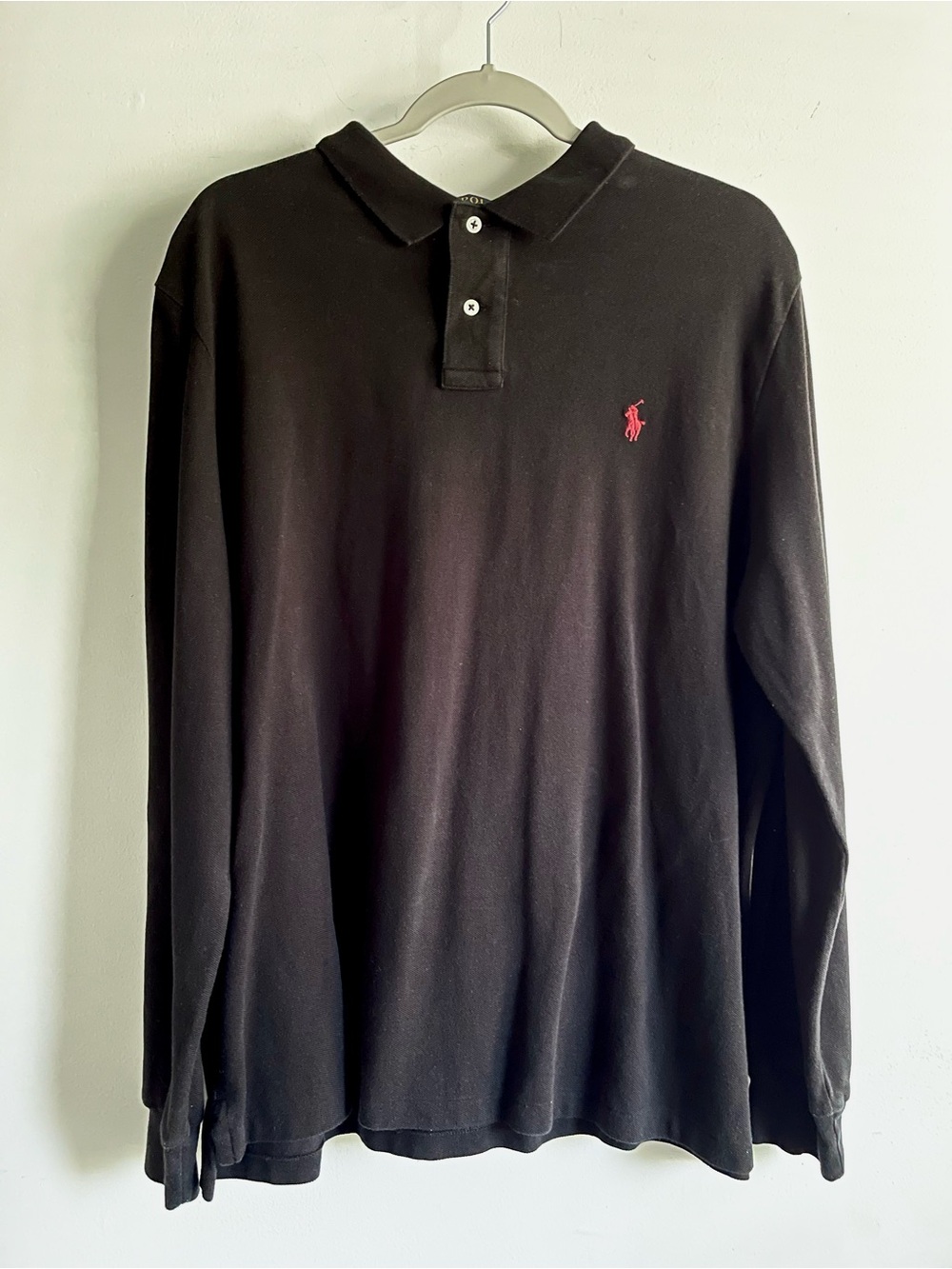 Polo Ralph Lauren Men's Classic Fit Long Sleeve Polo Shirt Black XL Red Pony